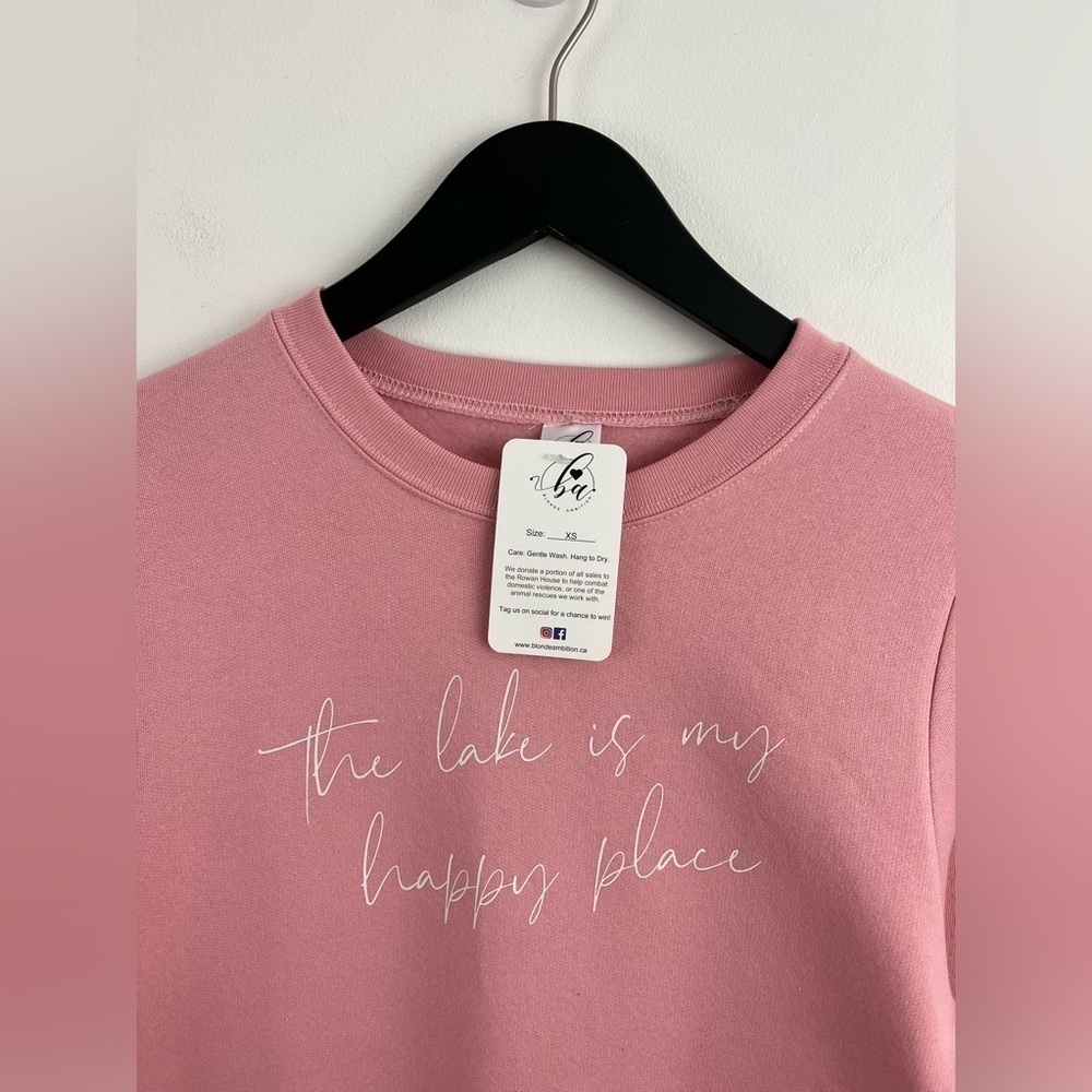 * NEW * BLONDE AMBITION “The Lake is my Happy Place” sweatshirt * Size XS * - Picture 4 of 4